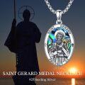 wholesale 925 Sterling Silver Abalone Shell Saint Gerard Protect Us Pendant Necklace -0-4