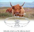 wholesale 925 Sterling Silver Highland Cow Bracelet with Beads and Chain - Adjustable Size for Women Girls Gift-0-5