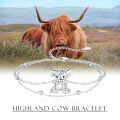 wholesale 925 Sterling Silver Highland Cow Bracelet with Beads and Chain - Adjustable Size for Women Girls Gift-0-5