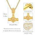 wholesale Copper Viking Thor Hammer Mjolnir Pendant Necklace With Vegvisir Valknut Design-0-12