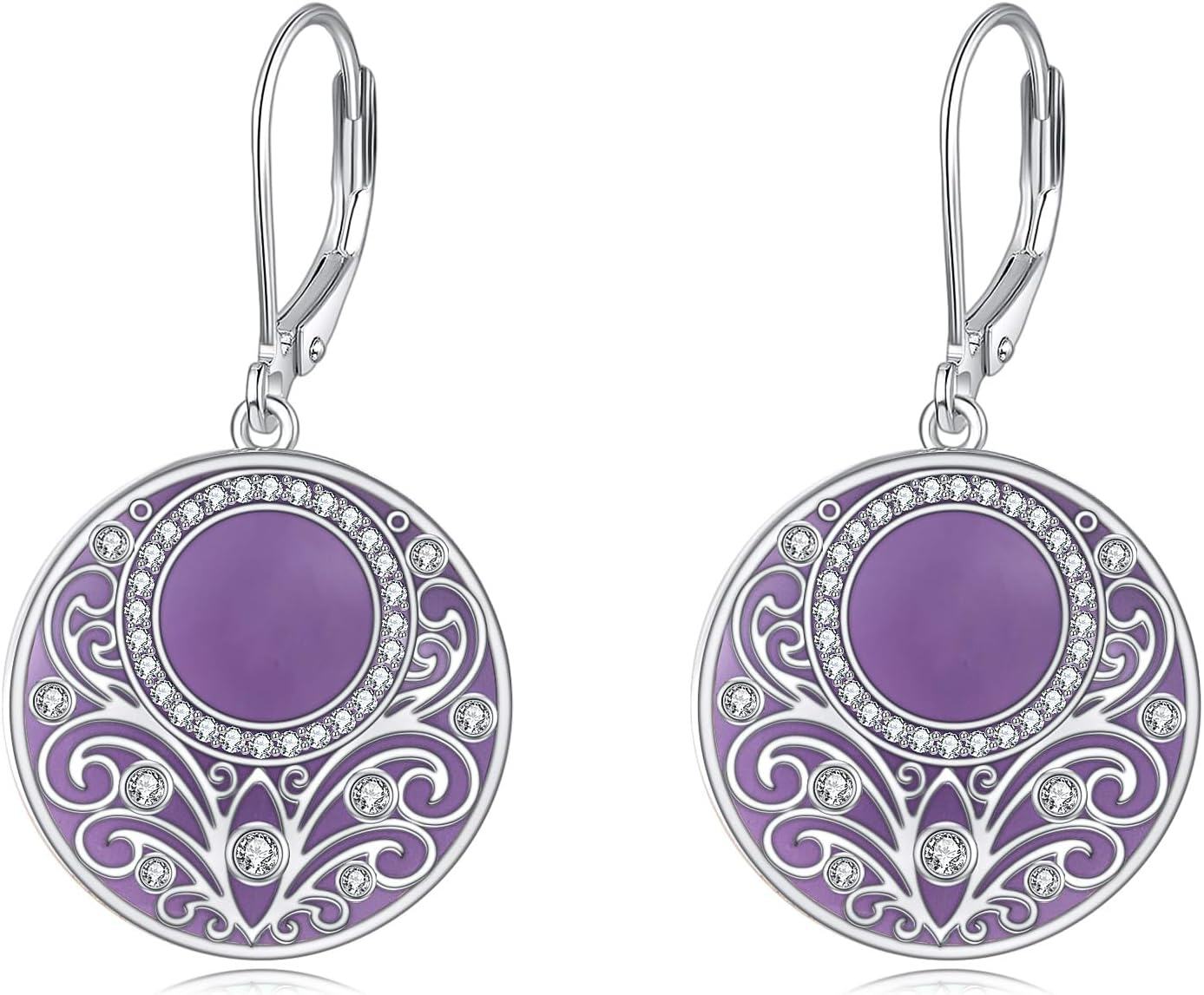 Sterling Silver Celtic Teardrop Filigree Earrings Jewelry Gifts for Women-Amethyst filigree earrings