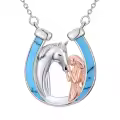 TOUPOP Sterling Silver Turquoise Horseshoe Necklace Western Cowgirl Jewelry Gift-0-0