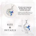 wholesale 925 Sterling Silver Blue Enamel Hummingbird & Moonstone Pendant Necklace for Women and Girls-0-4