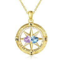 wholesale 925 Sterling Silver Compass Pendant with Birthstones for Women-06-12-Jun-Dec
