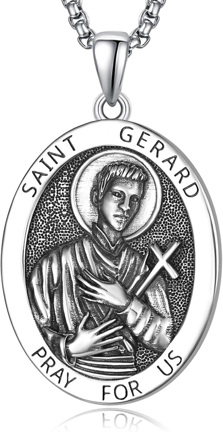 Sterling Silver Monetshe Patron Saint Medals Catholic Pendant Necklaces-Saint Gerard
