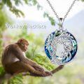 TOUPOP Sterling Silver Blue Crystal Tree Of Life Monkey Necklace Jewelry Gifts For Women-0-2