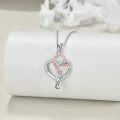 wholesale 925 Sterling Silver Double Heart Pendant with White and Blue Cubic Zirconia Necklaces for Women-0-2