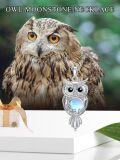 wholesale 925 Sterling Silver Blue Moonstone Owl Pendant Necklace with Chain-0-5