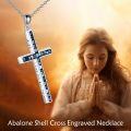 wholesale 925 Sterling Silver Abalone Shell Cross Necklace I Can Do All Things - Unique Handcrafted Gift for Women-0-5