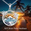 wholesale 925 Sterling Silver Turquoise Palm Tree Pendant Necklace - Tropical Hawaiian Beach Jewelry-0-2