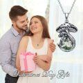 wholesale 925 Sterling Silver Mushroom Pendant Necklace With Black Onyx Platinum Plated-0-7