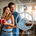 wholesale 925 Sterling Silver Turquoise Wave Pendant Necklace for Women -0-1