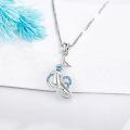 wholesale 925 Sterling Silver Whale Pendant Necklace with Blue Crystal Accents for Women Girls Mothers Day Gift-0-2