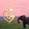 wholesale 14K Gold I Love You Forever Elephant Heart Pendant Necklace with Cubic Zirconia Stones for Women s (18)-0-4