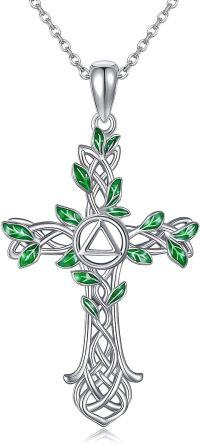 wholesale 925 Sterling Silver Celtic Knot Green Leaf Cross Pendant Necklace Religious s for Women and Men-AA cross