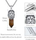 wholesale 925 Sterling Silver Brown Stone Pendant Necklaces with Lion Head Charm for Men & Women-0-5