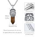 wholesale 925 Sterling Silver Brown Stone Pendant Necklaces with Lion Head Charm for Men & Women-0-5