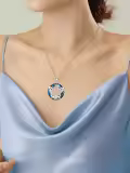 TOUPOP Sterling Silver Rose Gold Blue Crystal Butterfly Ankh Cross Pendant Necklace-0-2