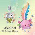 wholesale 925 Sterling Silver Rose Gold Plated Axolotl Pink Heart Zirconia Dangle Charm For Bracelet-0-5