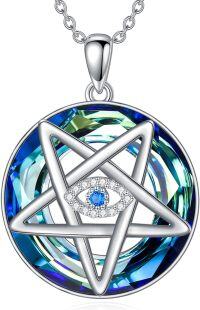 wholesale TOUPOP Evil Eye Necklace For Women 925 Sterling Silver Star Pendant Necklace With Crystal Anniversary Birthday Jewelry Gifts For Wife -undefined