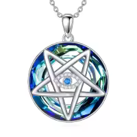 TOUPOP Sterling Silver Crystal Evil Eye Star Pendant Necklace-undefined