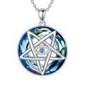TOUPOP Sterling Silver Crystal Evil Eye Star Pendant Necklace-0-0