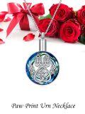 TOUPOP Sterling Silver Crystal Tree Of Life Paw Print Cremation Pendant Necklace-0-3