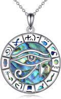 wholesale 925 Sterling Silver Abalone Shell Eye of Horus Scarab Pendant Necklace-0-0