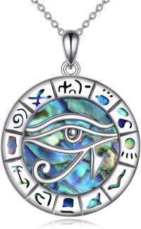 wholesale 925 Sterling Silver Abalone Shell Eye of Horus Scarab Pendant Necklace-Ancient