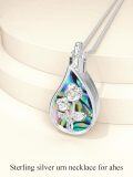 wholesale TOUPOP Teardrop Cremation Jewelry For Ashes Sterling Silver 12 Month Birth Flower Urn Necklace W/funnel Filler Memorial Keepsake Jewelry For Women -0-5