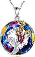 wholesale 925 Sterling Silver Rainbow Crystal Phoenix Pendant Necklace-0-0