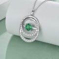 wholesale TOUPOP Sister Gifts From Sister Sterling Silver Double Circle Emerald Pendant Necklace With May Birthstone Jewerly Always My Sister Forever My Friend Birthday Christmas Gifts For Women Friends -0-4