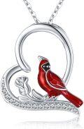 wholesale 925 Sterling Silver Red Bird Pendant Necklace - JUSTKIDSTOY Cardinal Memorial Gifts for Women Friends-0-0