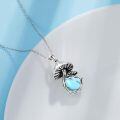 wholesale 925 Sterling Silver Mushroom Necklace Wholesale With Blue Opal Pendant-0-6