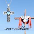wholesale 925 Sterling Silver Celtic Claddagh Heart Cross Pendant Necklace With Moonstone-0-5