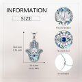 wholesale 925 Sterling Silver Abalone Shell Hamsa Hand with Blue Evil Eye and Lotus Flower Pendant Necklaces Lucky Charm s for Women Girls-0-3