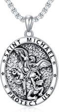 wholesale TOUPOP Christmas Gifts For Women St Michael Necklace For Men Women 925 Sterling Silver Saint Michael Jewelry For Men Protective Medal Archangel Michael Jewelry Protect Us Gifts For Women Men -0-0