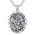 TOUPOP 925 Sterling Silver St Michael Necklace Protective Medal Jewelry For Men Women-0-0