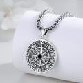 wholesale 925 Sterling Silver Black Crystal Compass Pendant Necklace  for Men & Women-0-2