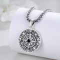 wholesale 925 Sterling Silver Black Crystal Compass Pendant Necklace  for Men & Women-0-2
