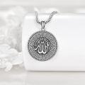 wholesale 925 Sterling Silver Allah Symbol Round Medallion Pendant Necklace for Men Women  45cm Chain Length-0-1
