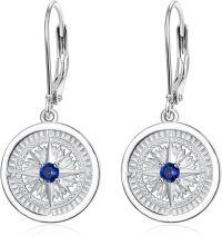 wholesale 925 Sterling Silver Compass Drop Earrings – Stylish Directional Jewelry for Women & Men-9-September