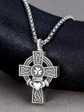 wholesale Sterling Silver Cross Pendant Necklace for Men Women Protection Amulet Religious Gift with 22 +2 Rolo Chain (with Gift)-0-27