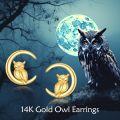 wholesale 14k Gold Owl Moon Stud Earrings for Women - Real Gold s-0-5