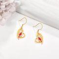 wholesale 14K Gold Heart-Shaped Cardinal Drop Earrings - Christmas Gifts for Her-0-1