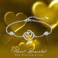 wholesale 925 Sterling Silver Zirconia Heart Birthstone Bracelet for Women Adjustable Gift-0-4