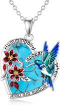 wholesale 925 Sterling Silver Red Bell Flower Hummingbird Heart Pendant Necklace-0-0