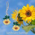 wholesale 925 Sterling Silver Green Stone Sunflower Dangle Earrings Boho Style  for Women Girls-0-4