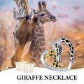 wholesale 925 Sterling Silver Heart Necklace with Gold and Black Enamel Giraffe Pendant-0-5
