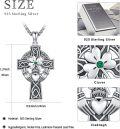wholesale 925 Sterling Silver Celtic Cross Pendant with Green Emerald and Trinity Knots - Mens Womens Christian Religious s-0-3